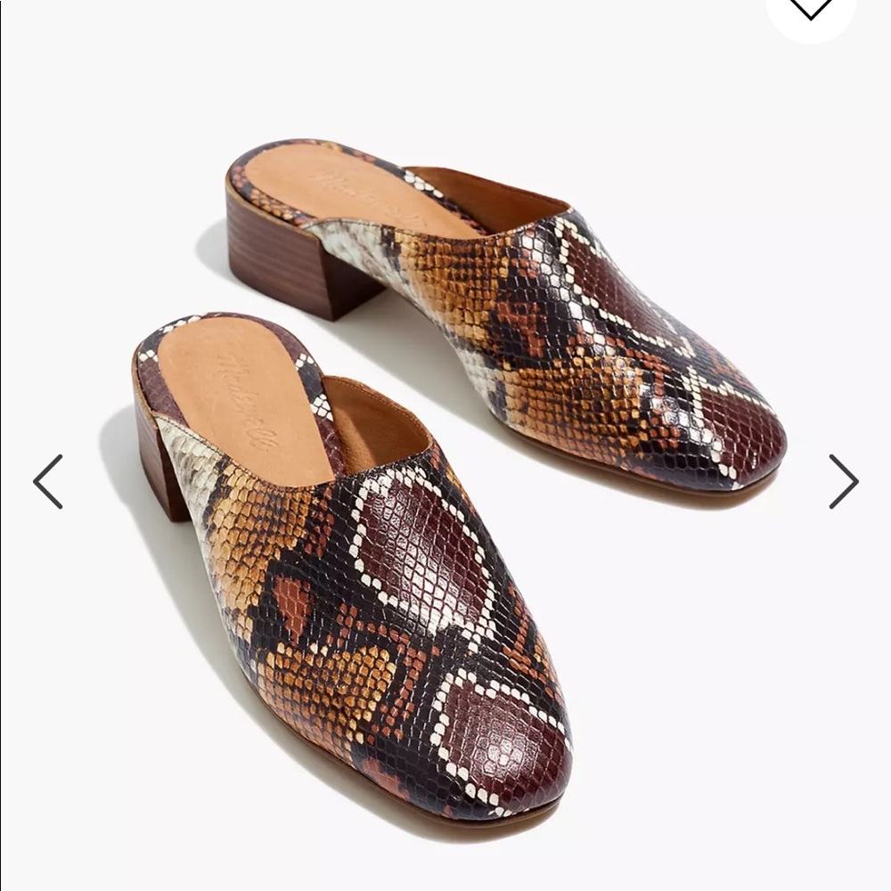NIB Madewell Alicia Mules Snake Embossed
